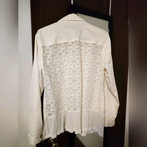 *SUMMER SALE* Vintage Simply Noelle White Lace Jean Jacket - Picture 2 of 6